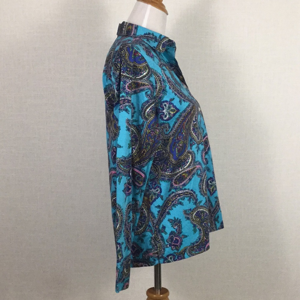 NWOT Talbots multicolor paisley button-down - wow! - Picture 5 of 7